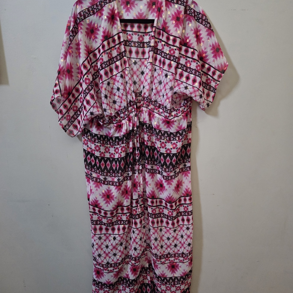 Tommy Bahama Pink and Black Patterned Swim Coverup